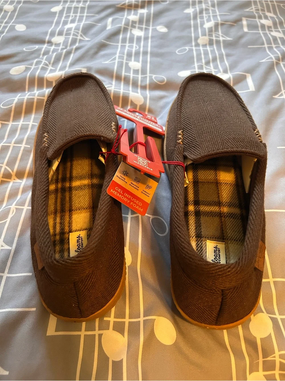 dearfoams Brown Men's Slip-On Memory Foam Loafers